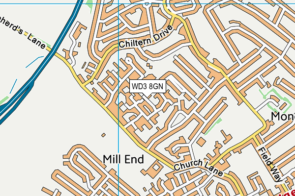 WD3 8GN map - OS VectorMap District (Ordnance Survey)