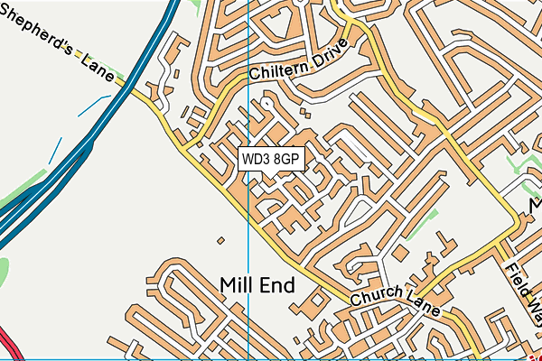 WD3 8GP map - OS VectorMap District (Ordnance Survey)