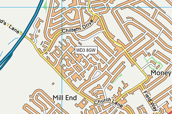 WD3 8GW map - OS VectorMap District (Ordnance Survey)