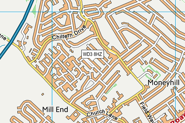 WD3 8HZ map - OS VectorMap District (Ordnance Survey)