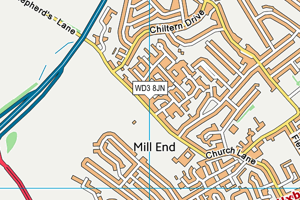 King George V Playing Field (Mill End) map (WD3 8JN) - OS VectorMap District (Ordnance Survey)