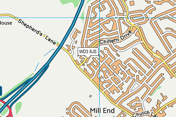 WD3 8JS map - OS VectorMap District (Ordnance Survey)