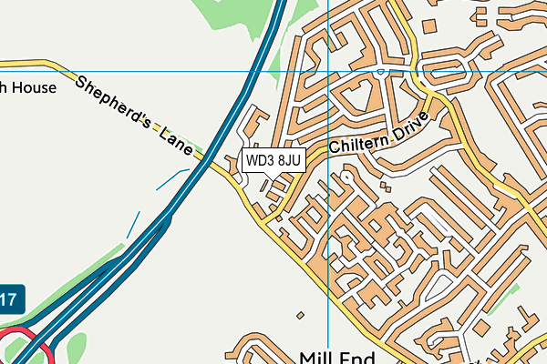 WD3 8JU map - OS VectorMap District (Ordnance Survey)