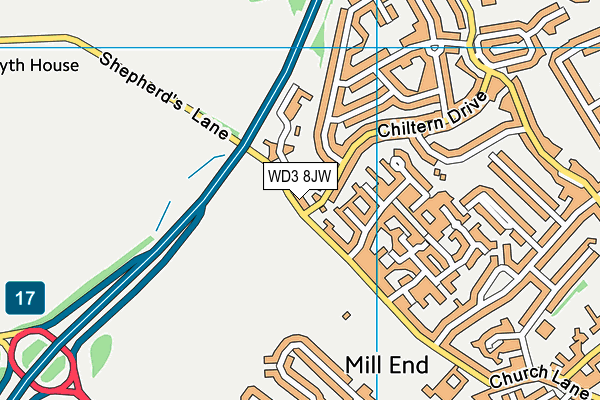 WD3 8JW map - OS VectorMap District (Ordnance Survey)