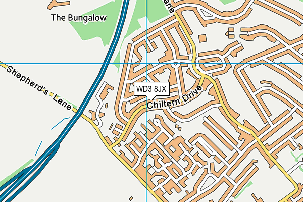 WD3 8JX map - OS VectorMap District (Ordnance Survey)