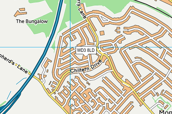 WD3 8LD map - OS VectorMap District (Ordnance Survey)