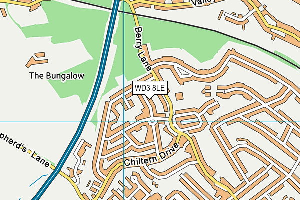 WD3 8LE map - OS VectorMap District (Ordnance Survey)