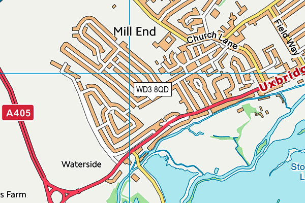 WD3 8QD map - OS VectorMap District (Ordnance Survey)
