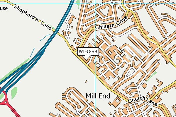WD3 8RB map - OS VectorMap District (Ordnance Survey)