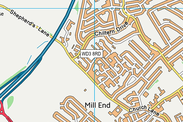 WD3 8RD map - OS VectorMap District (Ordnance Survey)