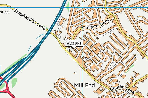 WD3 8RT map - OS VectorMap District (Ordnance Survey)