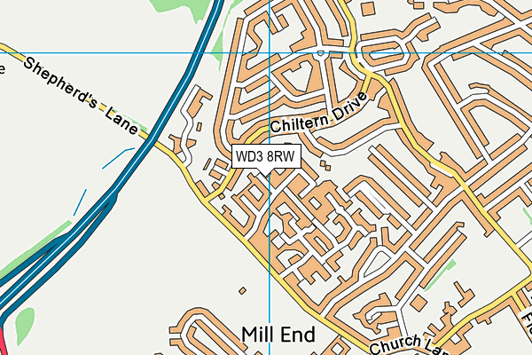 WD3 8RW map - OS VectorMap District (Ordnance Survey)