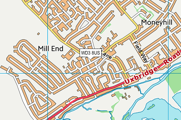 WD3 8US map - OS VectorMap District (Ordnance Survey)