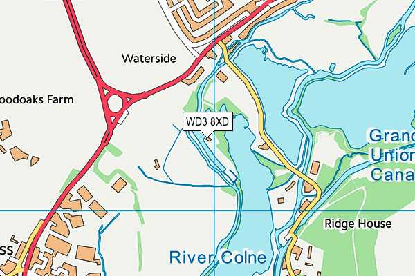 WD3 8XD map - OS VectorMap District (Ordnance Survey)