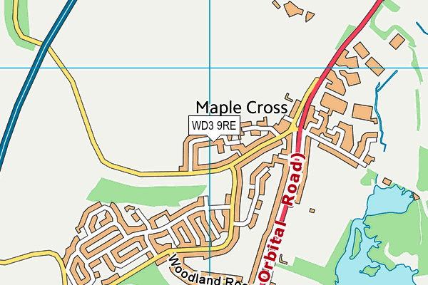 WD3 9RE map - OS VectorMap District (Ordnance Survey)