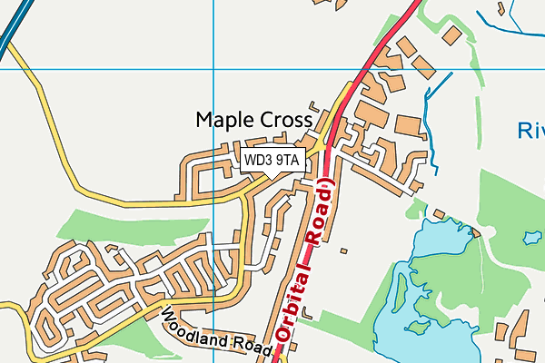 WD3 9TA map - OS VectorMap District (Ordnance Survey)
