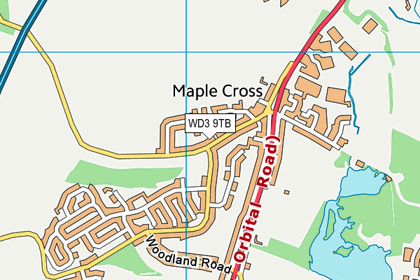 WD3 9TB map - OS VectorMap District (Ordnance Survey)