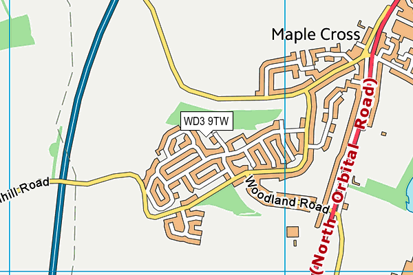 WD3 9TW map - OS VectorMap District (Ordnance Survey)