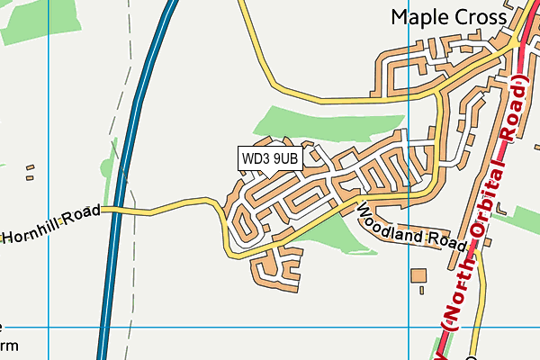 WD3 9UB map - OS VectorMap District (Ordnance Survey)
