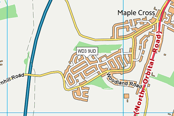 WD3 9UD map - OS VectorMap District (Ordnance Survey)