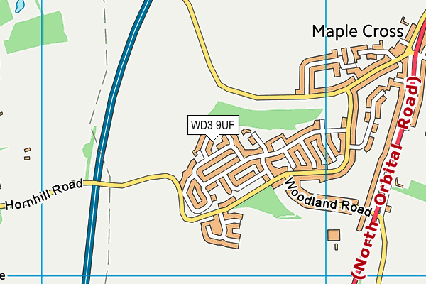 WD3 9UF map - OS VectorMap District (Ordnance Survey)