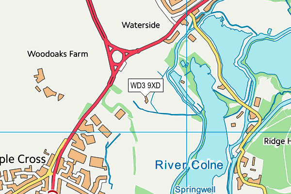 WD3 9XD map - OS VectorMap District (Ordnance Survey)