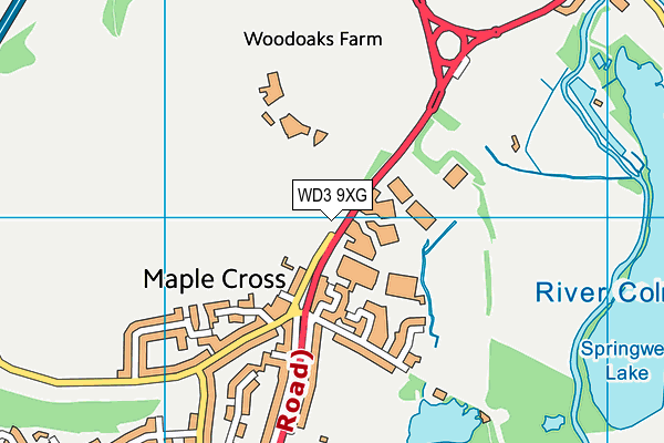WD3 9XG map - OS VectorMap District (Ordnance Survey)