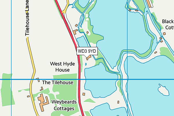 WD3 9YD map - OS VectorMap District (Ordnance Survey)