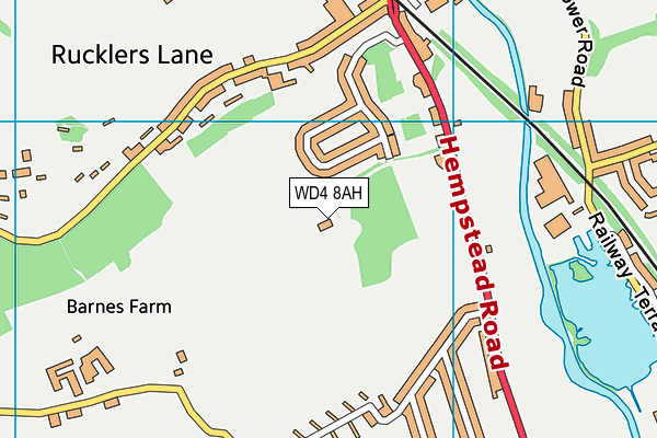 WD4 8AH map - OS VectorMap District (Ordnance Survey)