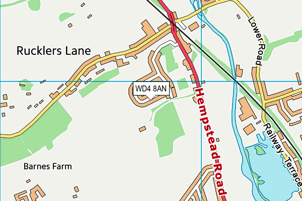 WD4 8AN map - OS VectorMap District (Ordnance Survey)