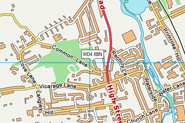 WD4 8BN map - OS VectorMap District (Ordnance Survey)