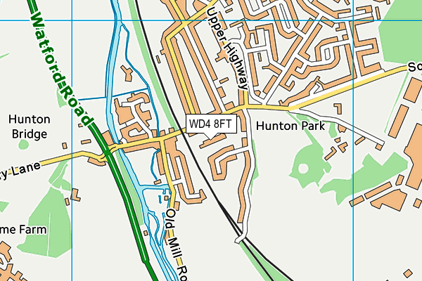 WD4 8FT map - OS VectorMap District (Ordnance Survey)