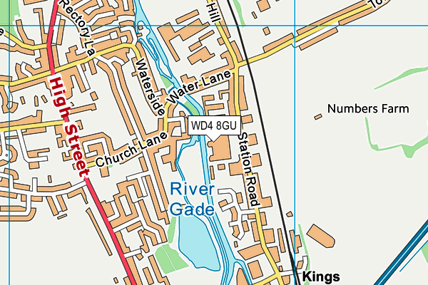 WD4 8GU map - OS VectorMap District (Ordnance Survey)