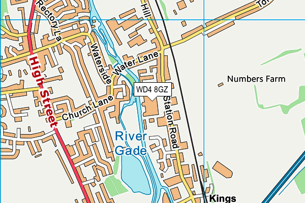 WD4 8GZ map - OS VectorMap District (Ordnance Survey)