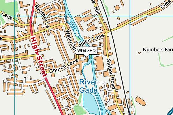 WD4 8HQ map - OS VectorMap District (Ordnance Survey)