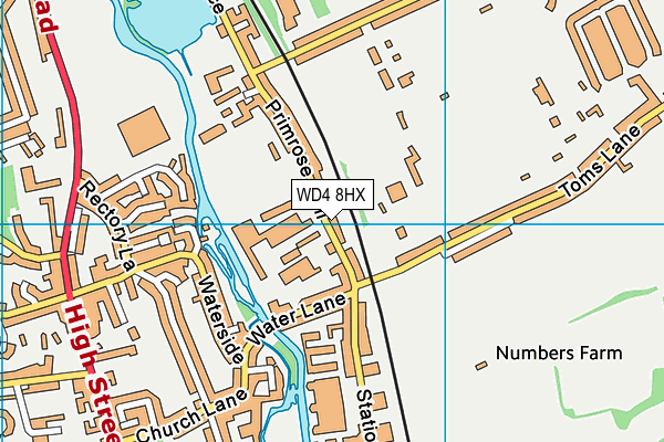 WD4 8HX map - OS VectorMap District (Ordnance Survey)