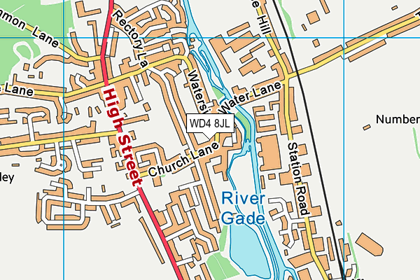 WD4 8JL map - OS VectorMap District (Ordnance Survey)