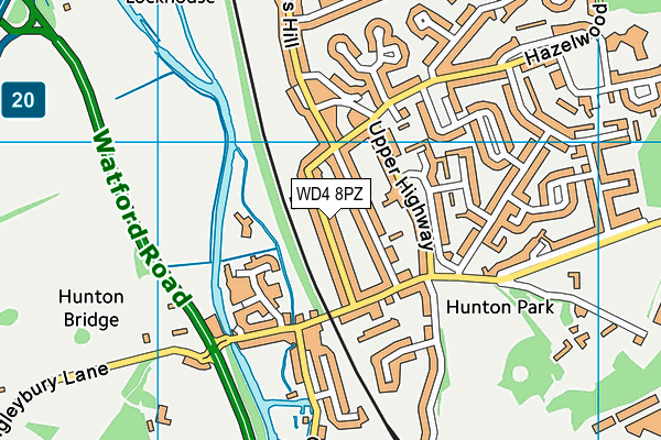 WD4 8PZ map - OS VectorMap District (Ordnance Survey)