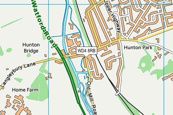 WD4 8RB map - OS VectorMap District (Ordnance Survey)