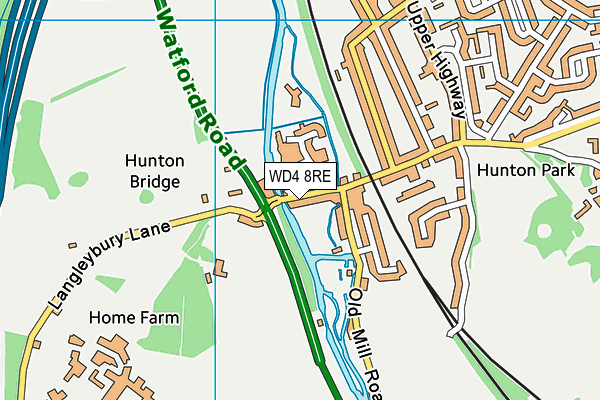 WD4 8RE map - OS VectorMap District (Ordnance Survey)