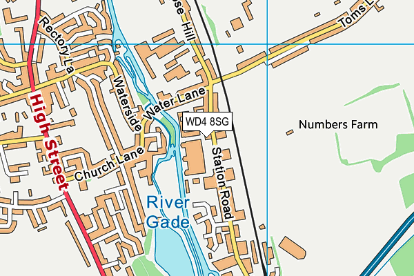 WD4 8SG map - OS VectorMap District (Ordnance Survey)