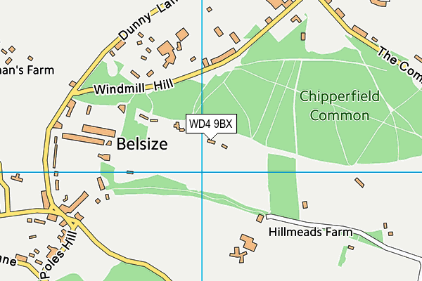 WD4 9BX map - OS VectorMap District (Ordnance Survey)