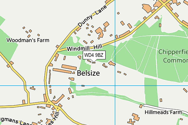 WD4 9BZ map - OS VectorMap District (Ordnance Survey)