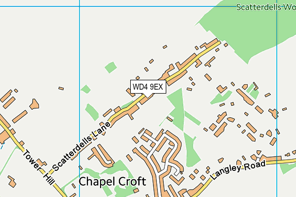 WD4 9EX map - OS VectorMap District (Ordnance Survey)