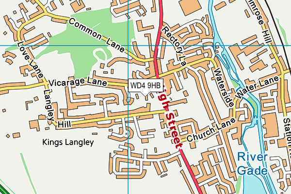 WD4 9HB map - OS VectorMap District (Ordnance Survey)