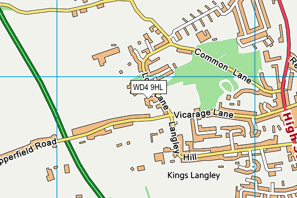 WD4 9HL map - OS VectorMap District (Ordnance Survey)
