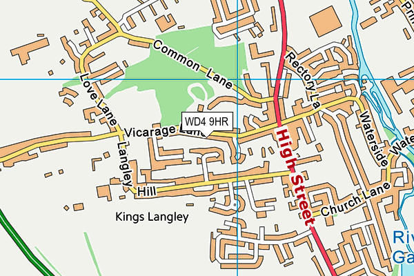 Kings Langley Cricket Club (The Common) map (WD4 9HR) - OS VectorMap District (Ordnance Survey)