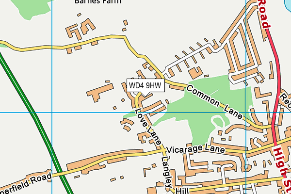WD4 9HW map - OS VectorMap District (Ordnance Survey)