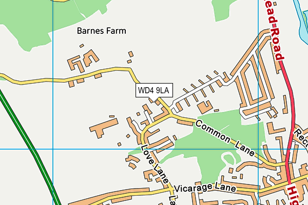 WD4 9LA map - OS VectorMap District (Ordnance Survey)