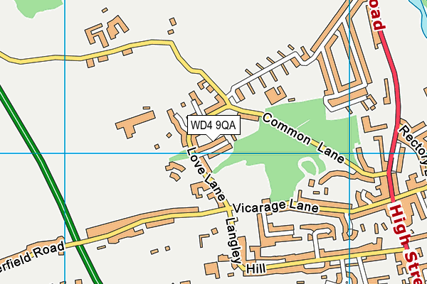 WD4 9QA map - OS VectorMap District (Ordnance Survey)